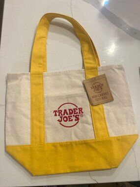 NWT Trader Joe's Mini Canvas Tote Yellow NWT
